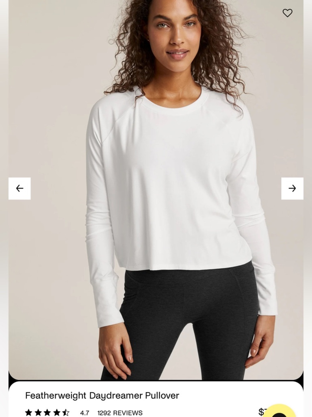 beyond yoga XXS - Featherweightw Daydreamer Pullover - White